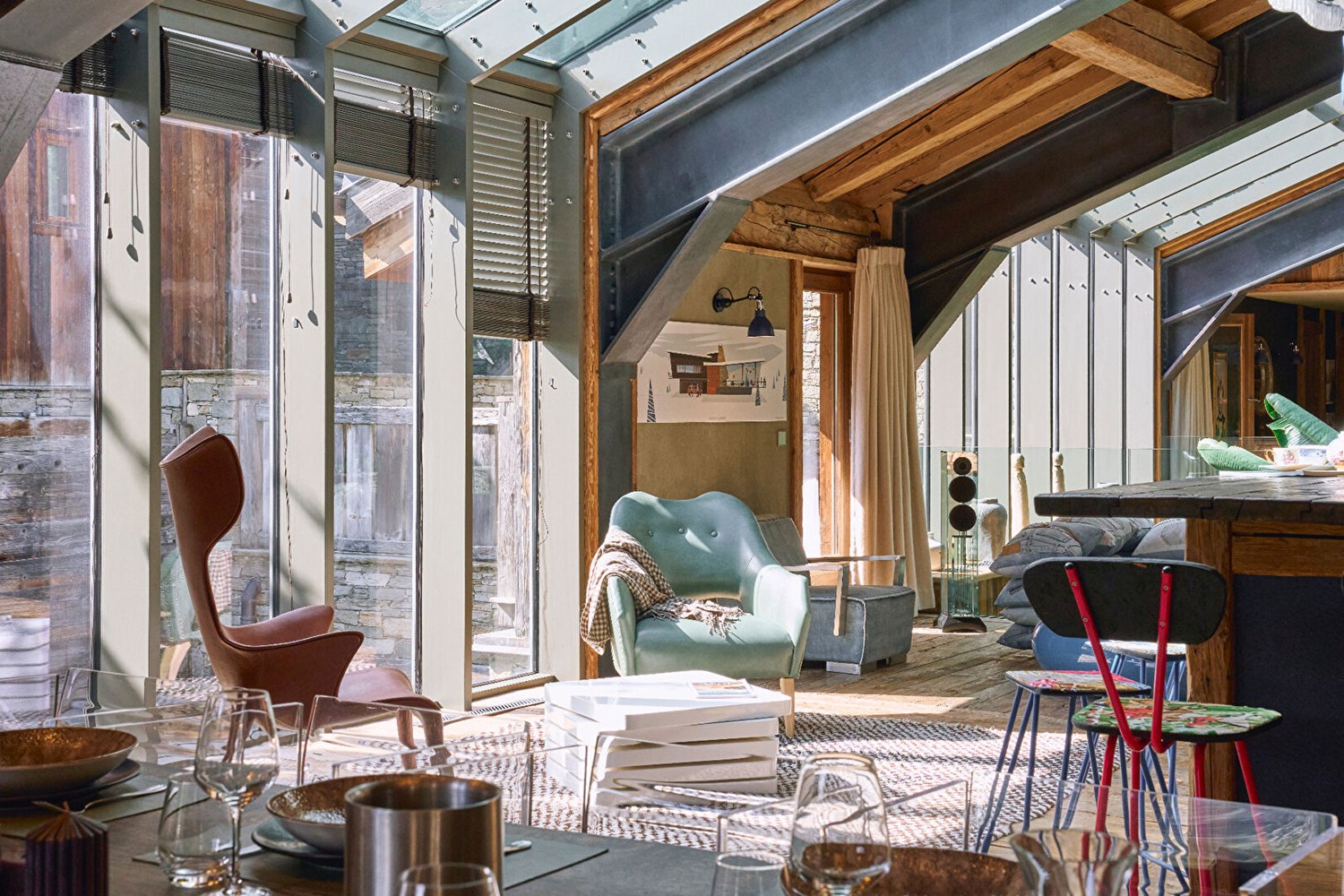 Chalet de réception avec piscine