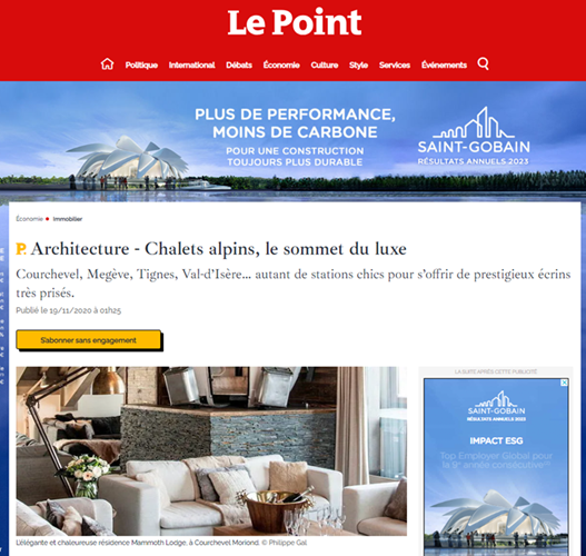 LE POINT - Architecture - Chalets alpins, le sommet du luxe