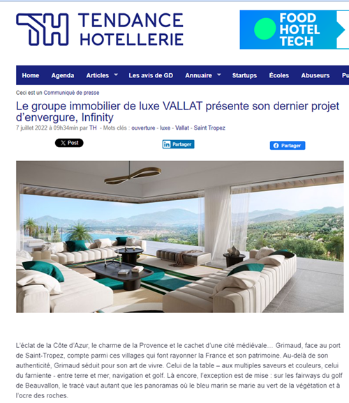 tendance hotellerie - VALLAT présente son dernier projet d’envergure, Infinity
